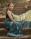 Load image into Gallery viewer, Teal Saaz Handprint Saree