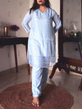 Load image into Gallery viewer, Tina Ice Blue Pearl-Embroidered Kurta Set
