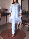 Load image into Gallery viewer, Tina Ice Blue Pearl-Embroidered Kurta Set