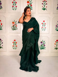 Load image into Gallery viewer, Green Fooljhadi Sari Set