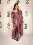 Load image into Gallery viewer, Mauve Fooljhadi Sari Set