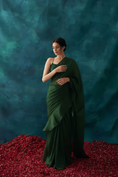 Load image into Gallery viewer, Green Fooljhadi Sari Set