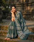 Load image into Gallery viewer, Teal Saaz Handprint Saree
