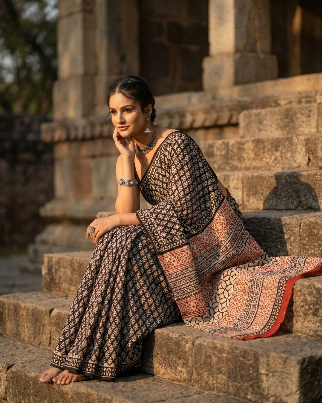 Patrangana Ajrakh Heritage Saree