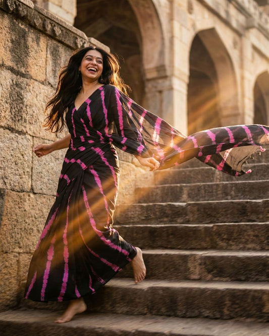 Kaala Gulmohar Shibori Saree