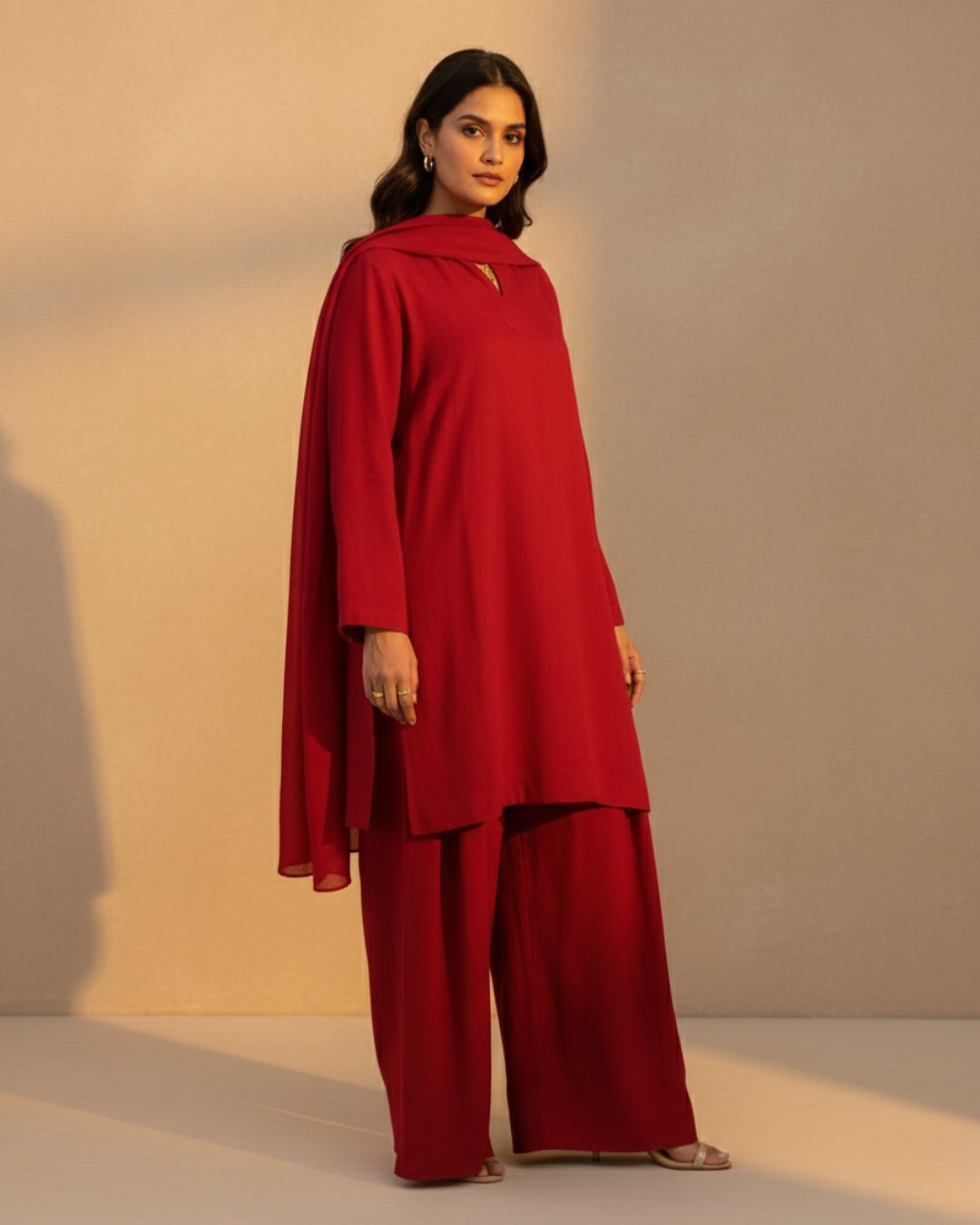 Zaib Farshi Suit Set (Red)