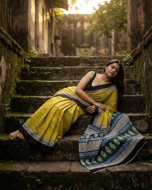 Kesar Rekha Handblock Saree