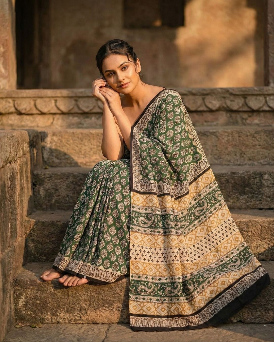 Vanya Kashm Blockprint Saree