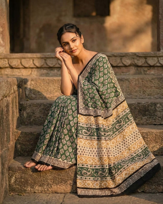 Vanya Kashm Blockprint Saree