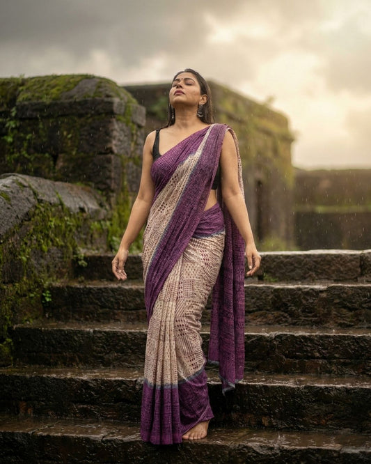 Gulmur Purple Ombre Saree