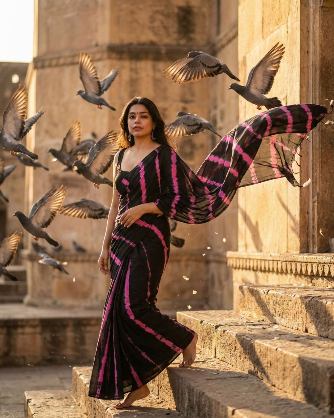 Kaala Gulmohar Shibori Saree