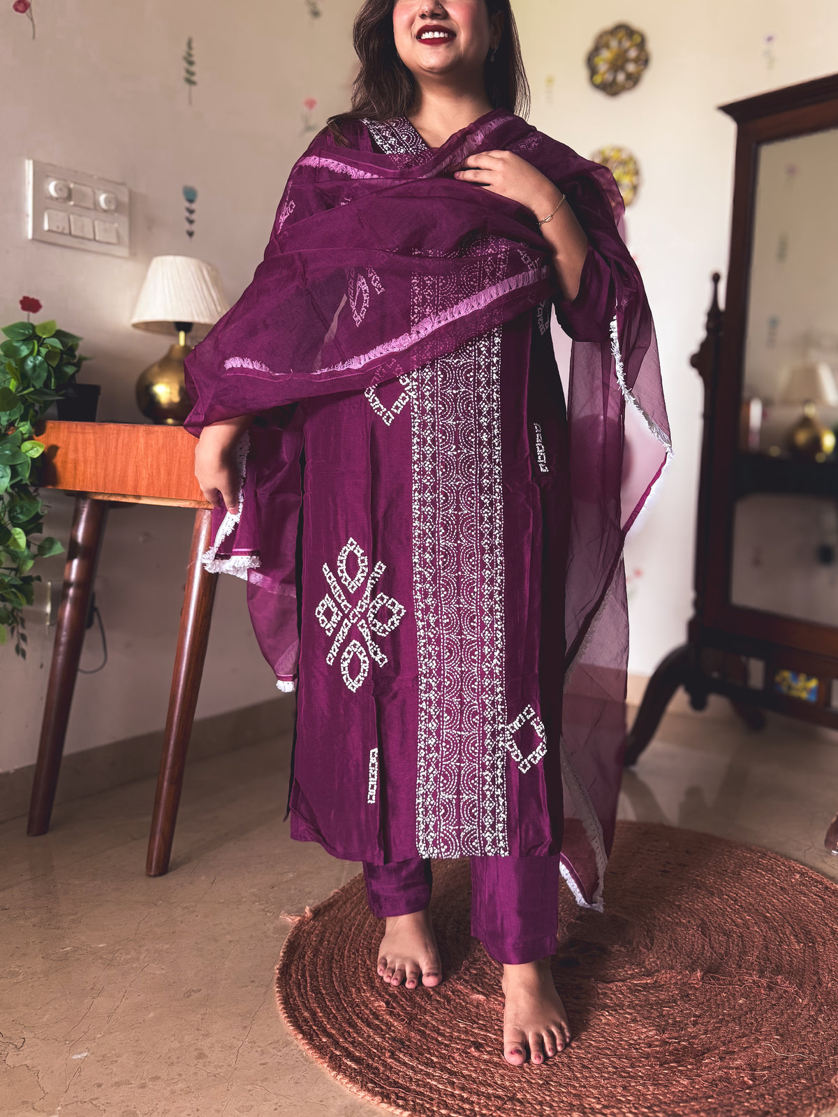 Paro Wine Hand-Embroidered Kurta Set