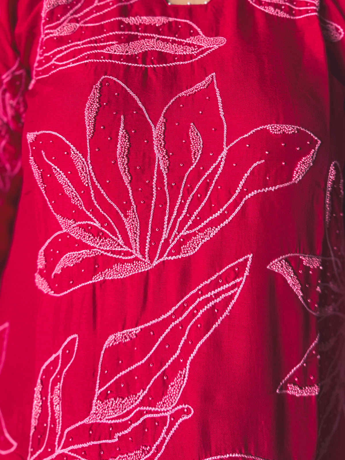 Anjali Red Hand-Embroidered Kurta Set