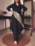 Load image into Gallery viewer, Aisha Black & Gold Sequin Hand-Embroidered Kurta Set
