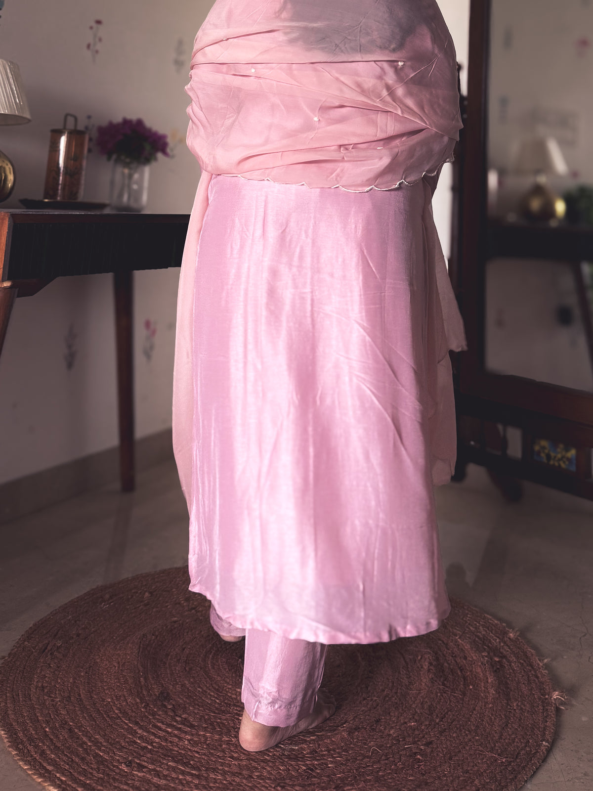Pooja Blush Pink Hand-Embroidered Kurta Set