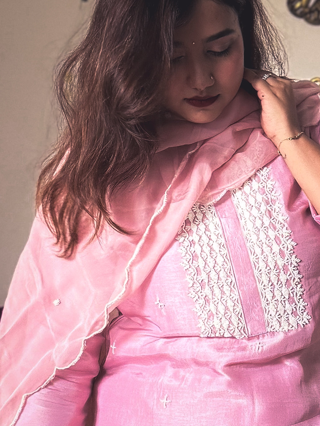 Pooja Blush Pink Hand-Embroidered Kurta Set