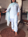 Load image into Gallery viewer, Tina Ice Blue Pearl-Embroidered Kurta Set
