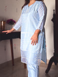 Load image into Gallery viewer, Tina Ice Blue Pearl-Embroidered Kurta Set
