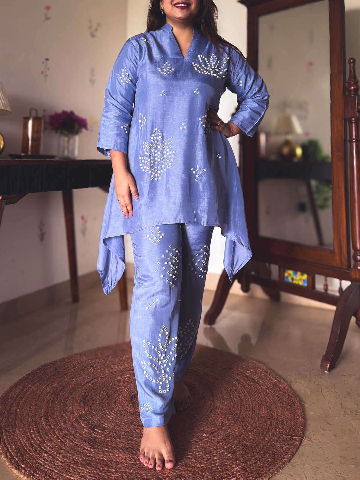 Naina Periwinkle Hand-Embroidered Co-ord Set