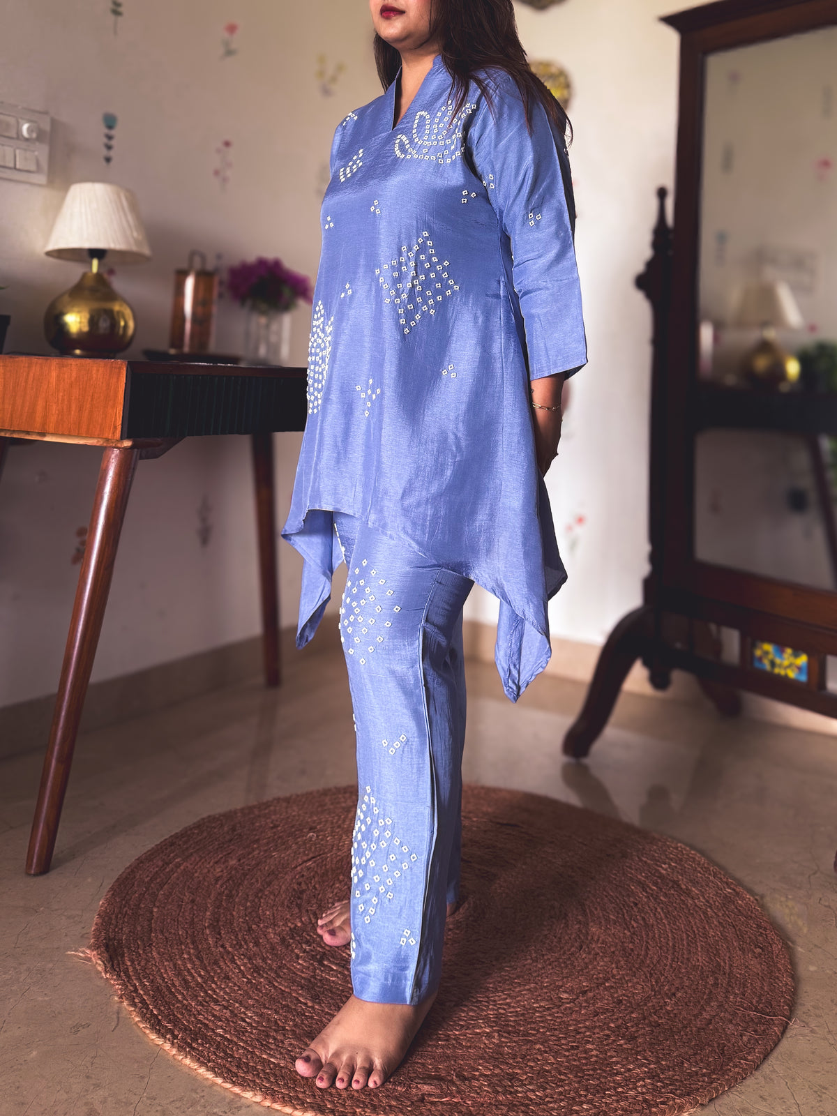 Naina Periwinkle Hand-Embroidered Co-ord Set