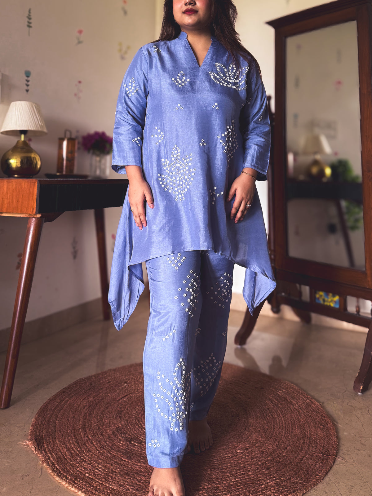 Naina Periwinkle Hand-Embroidered Co-ord Set