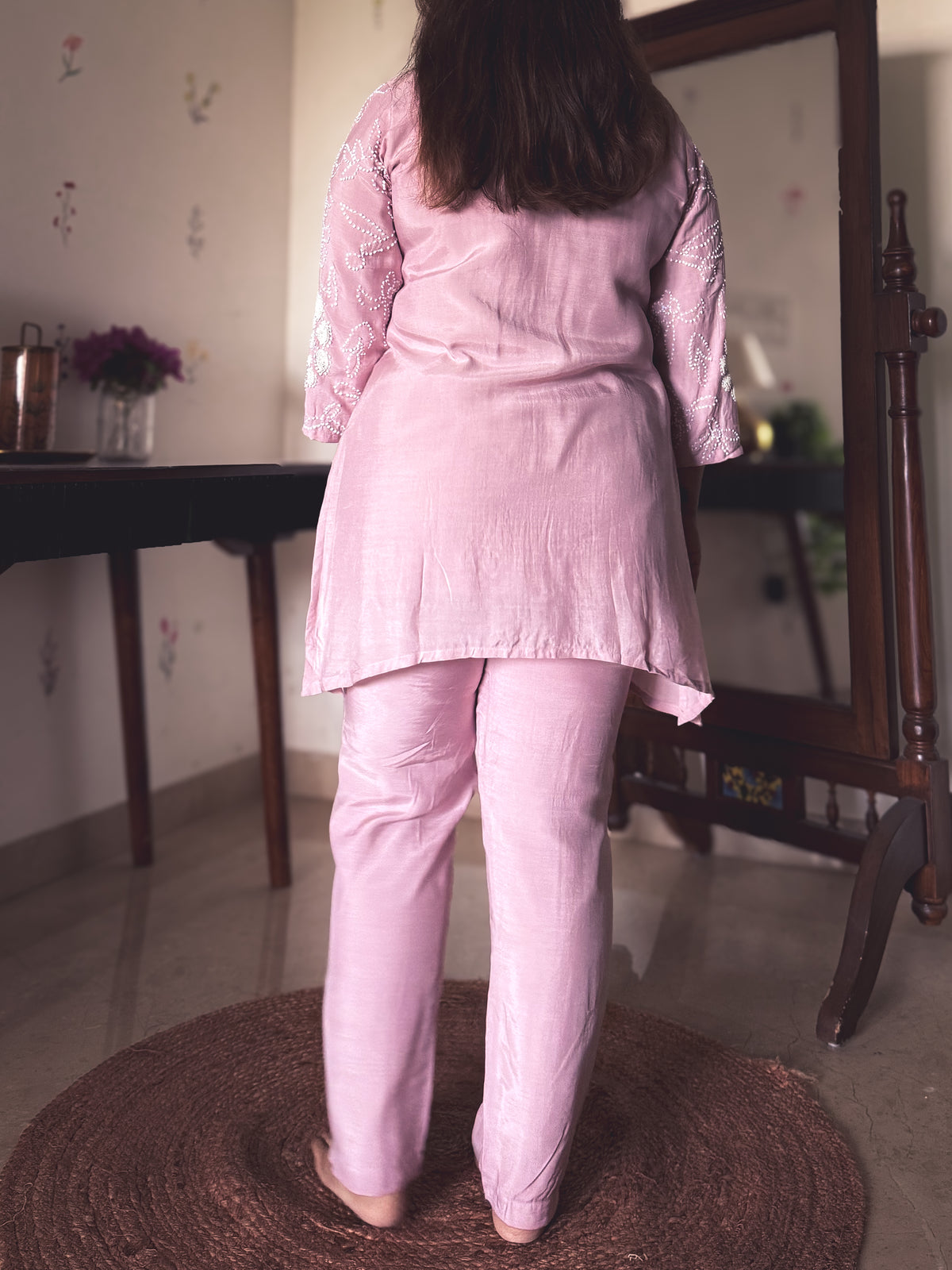Shanaya Blush Pink Pearl-Embroidered Co-ord Set