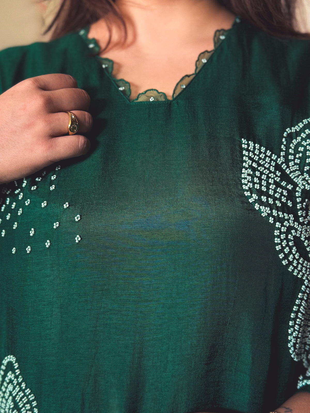 Zaara Emerald Green Hand-Embroidered Kurta Set