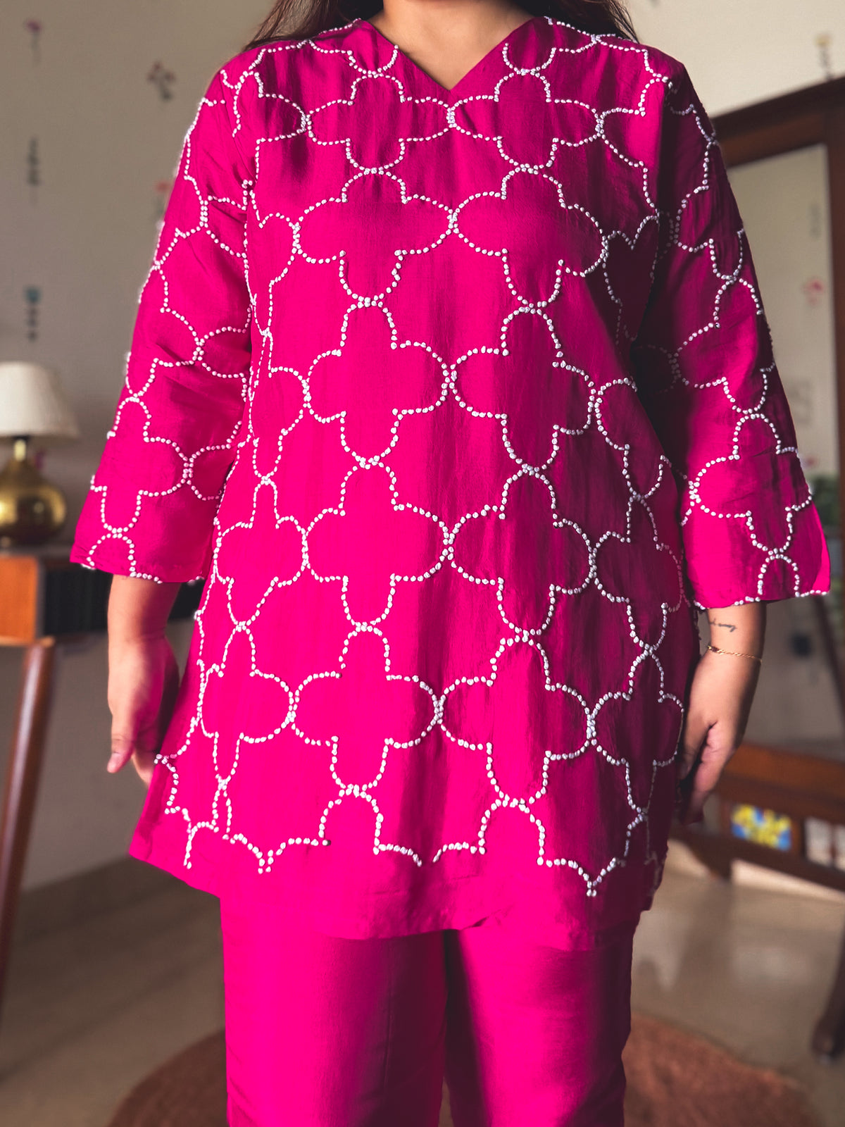 Geet Fuchsia Threadwork Co-ord Set