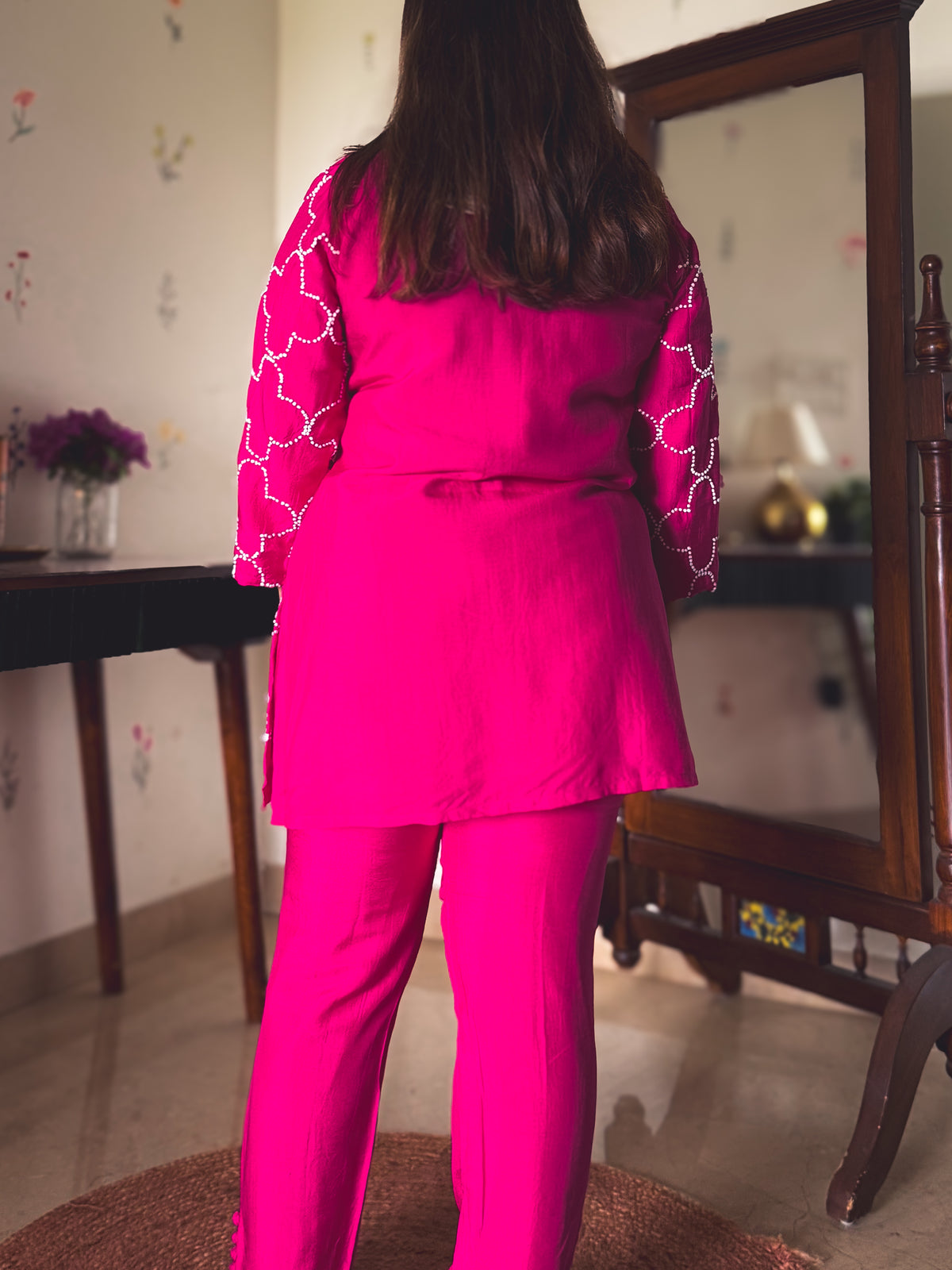 Geet Fuchsia Threadwork Co-ord Set