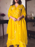 Load image into Gallery viewer, Basanti Mustard Yellow Hand-Embroidered Kurta Set
