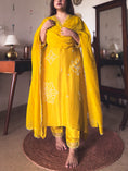 Load image into Gallery viewer, Basanti Mustard Yellow Hand-Embroidered Kurta Set
