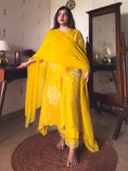 Load image into Gallery viewer, Basanti Mustard Yellow Hand-Embroidered Kurta Set
