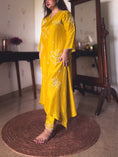 Load image into Gallery viewer, Basanti Mustard Yellow Hand-Embroidered Kurta Set
