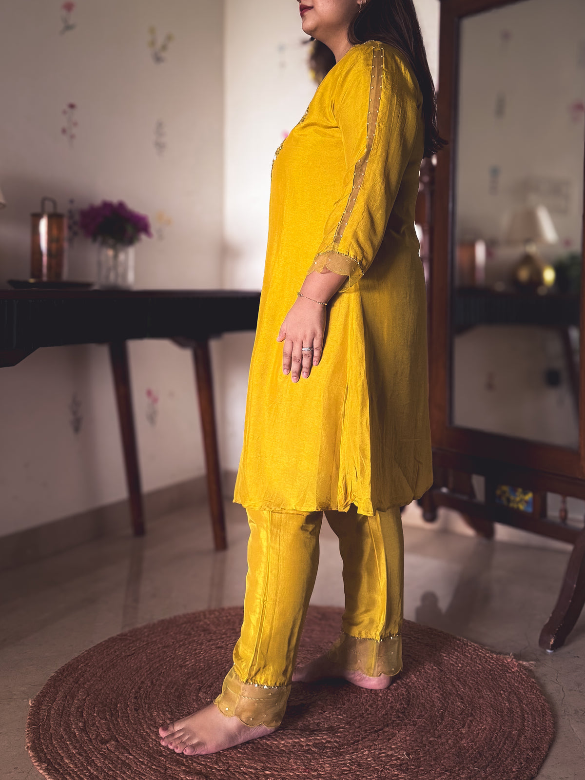 Mastani Mustard Gold Hand-Embroidered Kurta Set