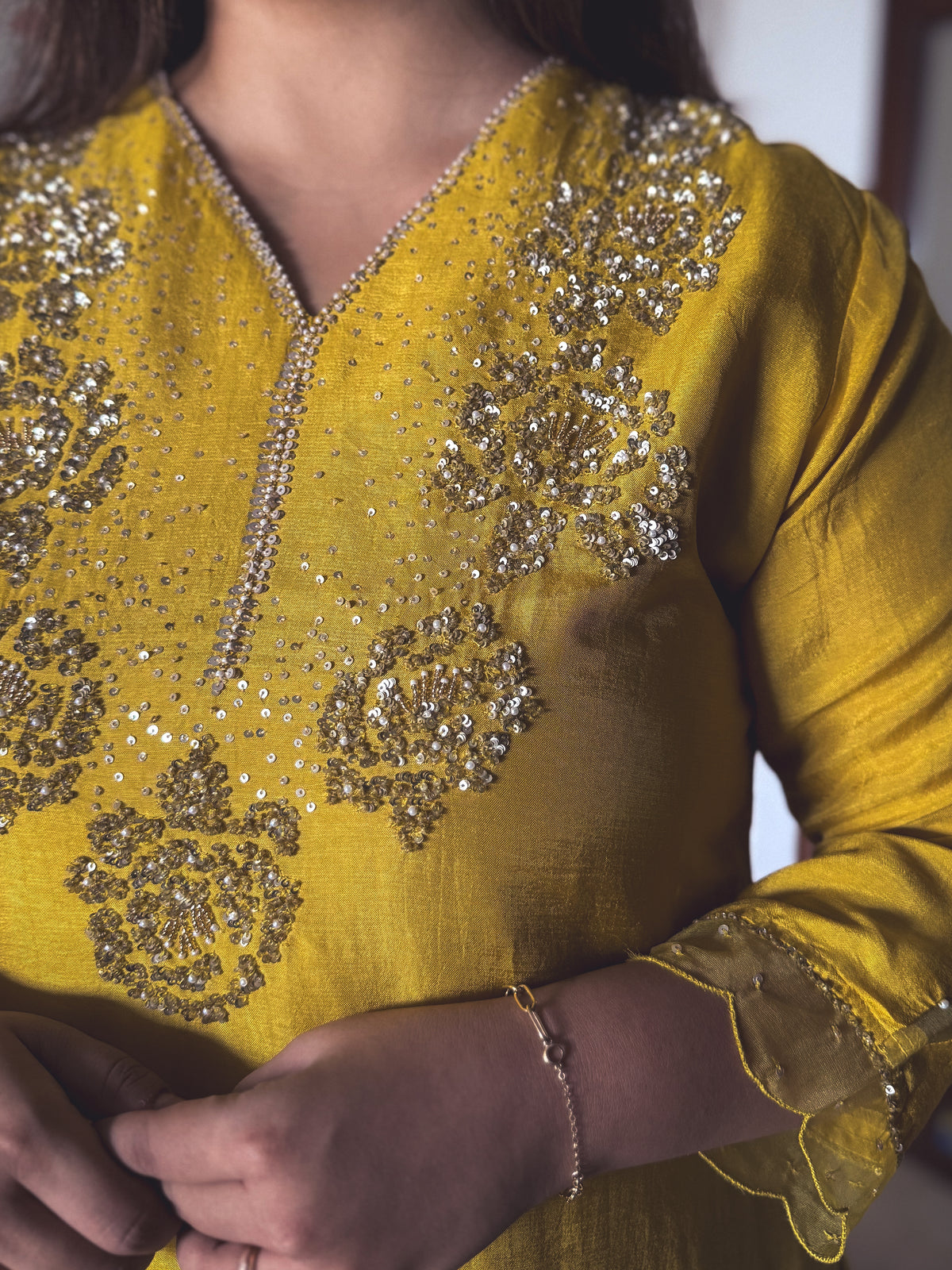 Mastani Mustard Gold Hand-Embroidered Kurta Set