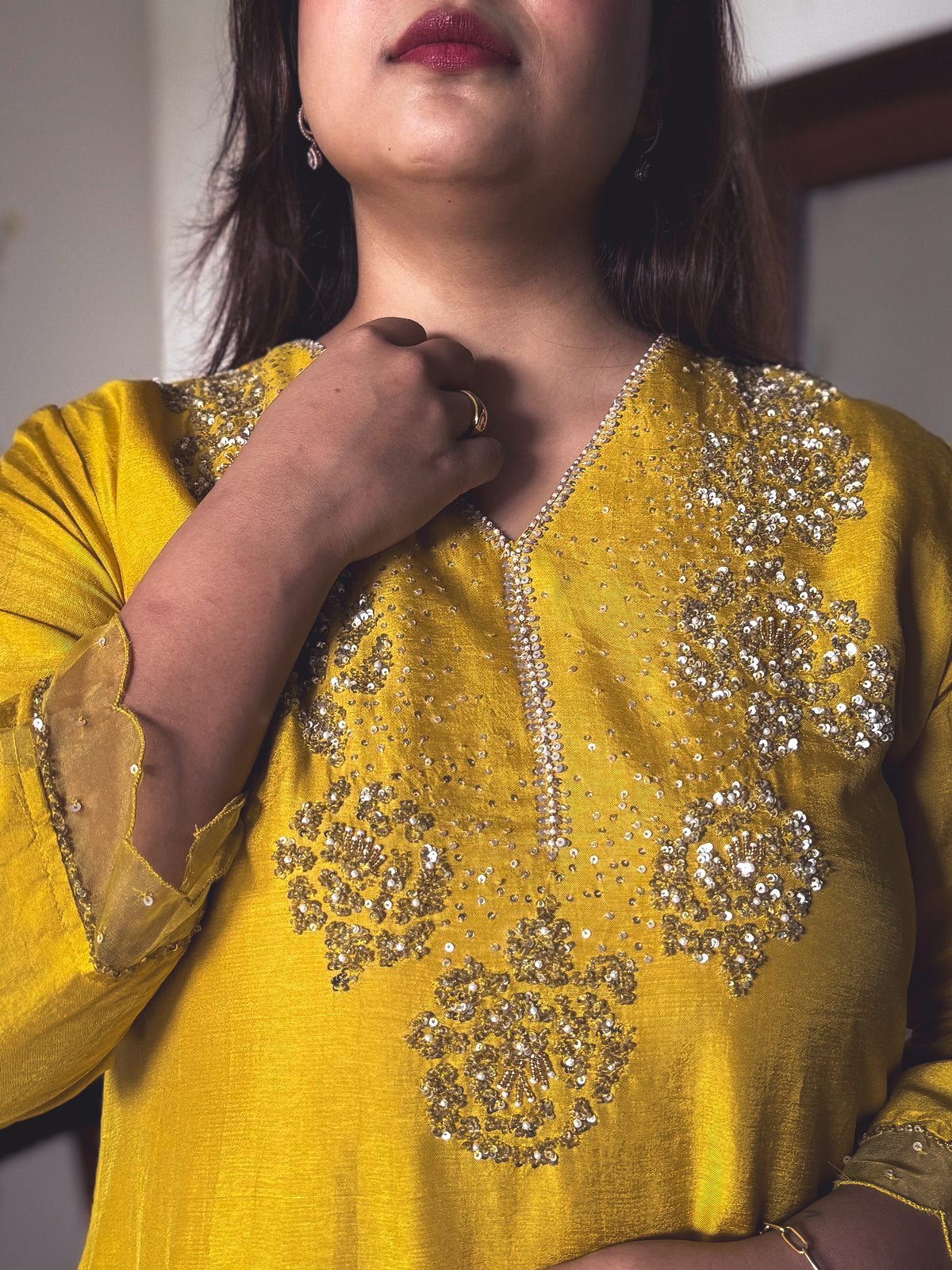 Mastani Mustard Gold Hand-Embroidered Kurta Set