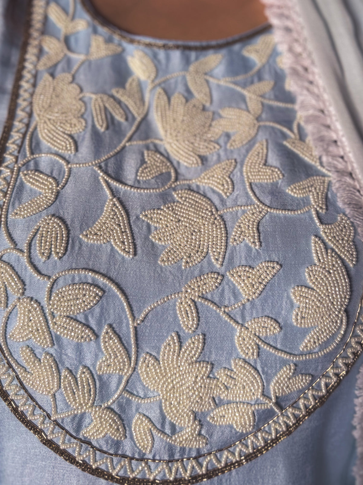 Chandni Powder Blue Hand-Embroidered Kurta Set