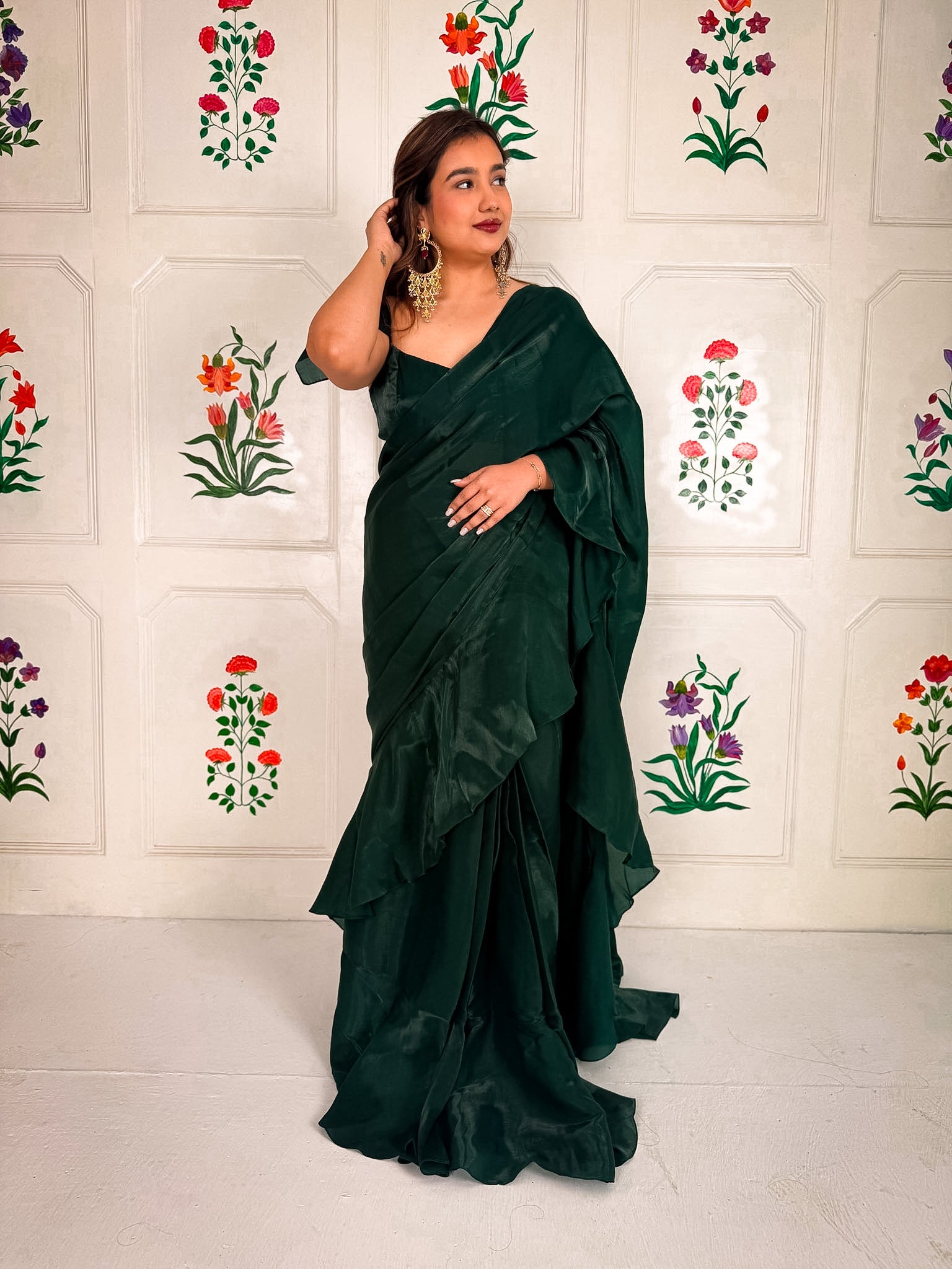 Green Fooljhadi Sari Set