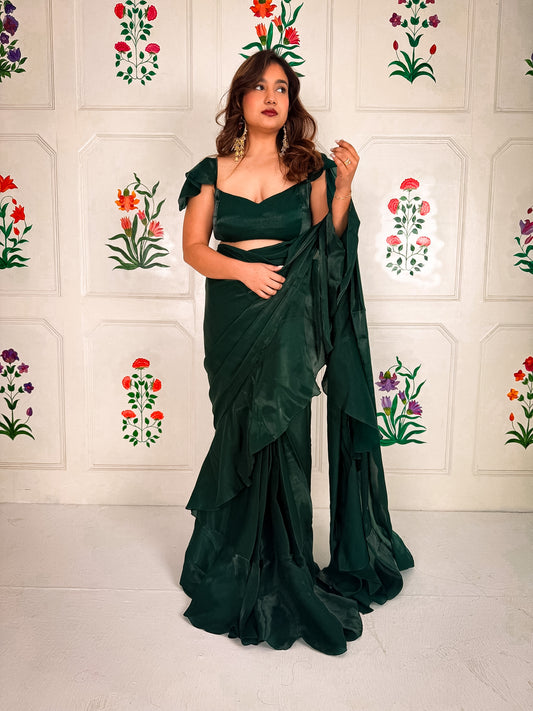 Green Fooljhadi Sari Set