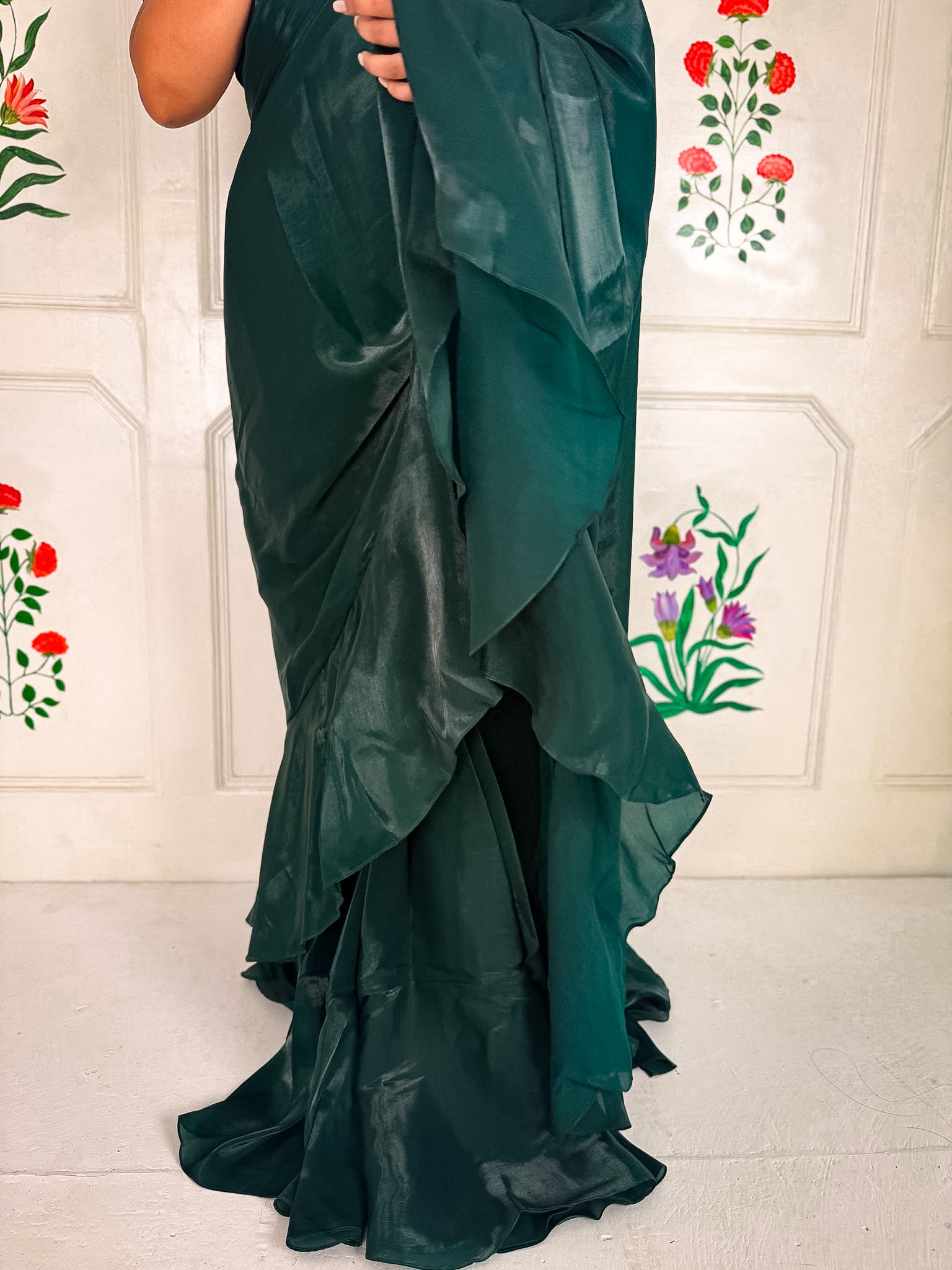 Green Fooljhadi Sari Set