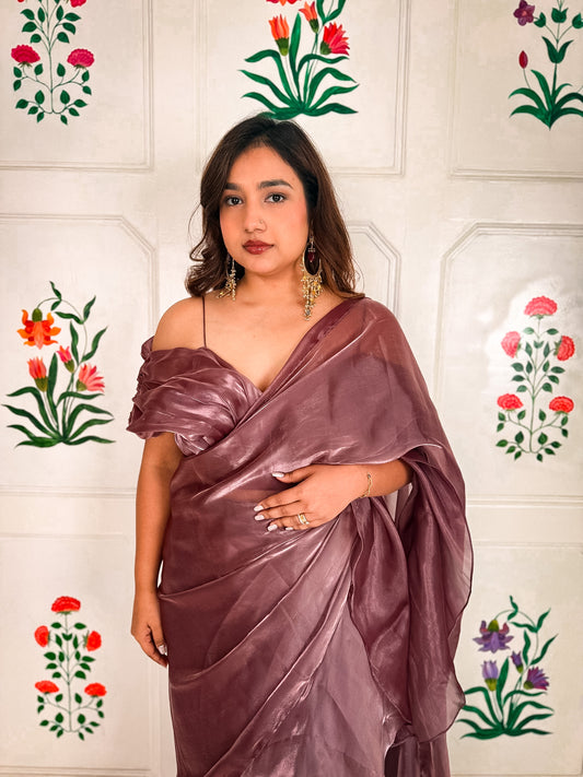 Mauve Fooljhadi Sari Set