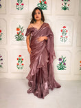 Load image into Gallery viewer, Mauve Fooljhadi Sari Set
