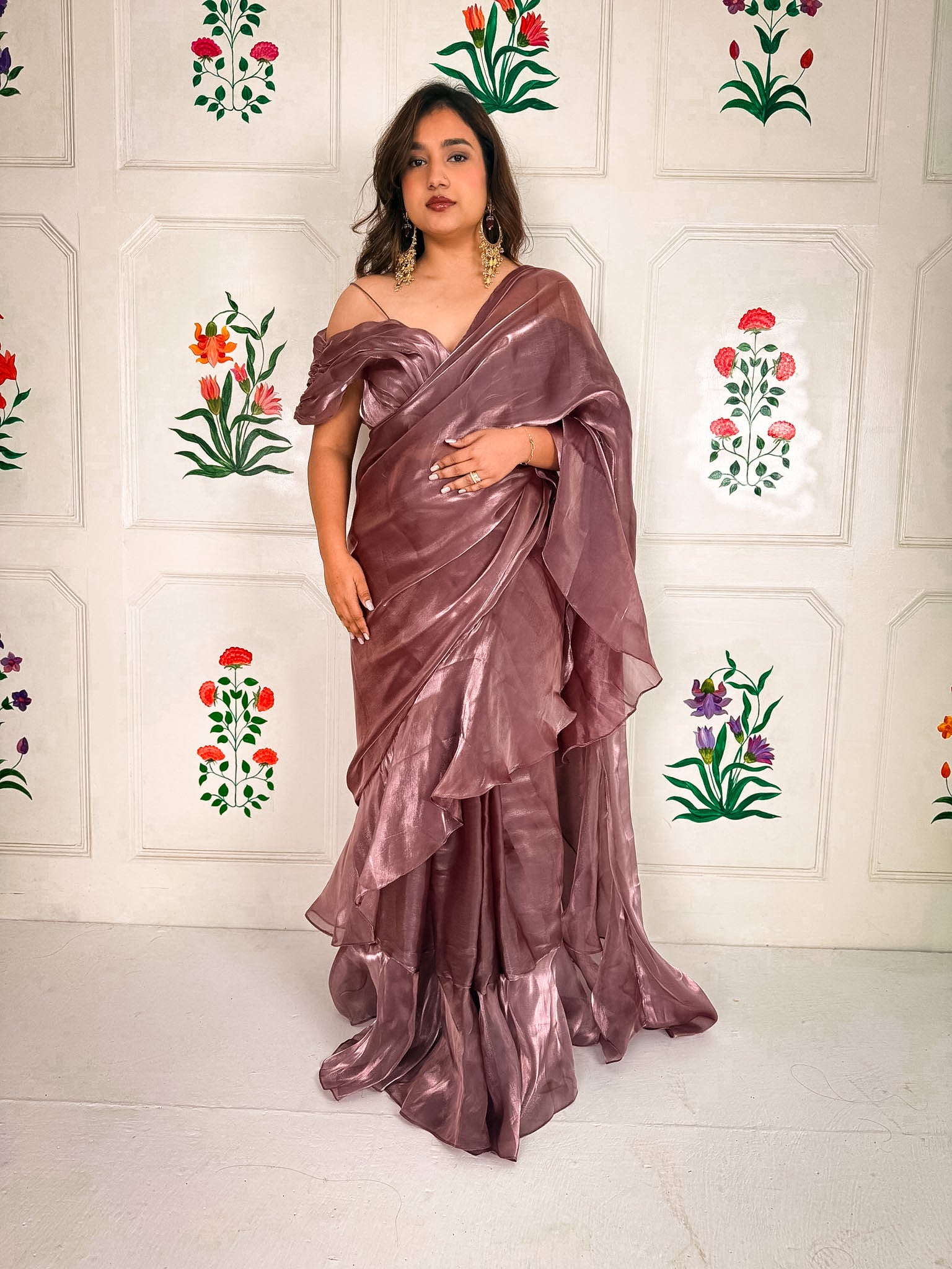 Mauve Fooljhadi Sari Set