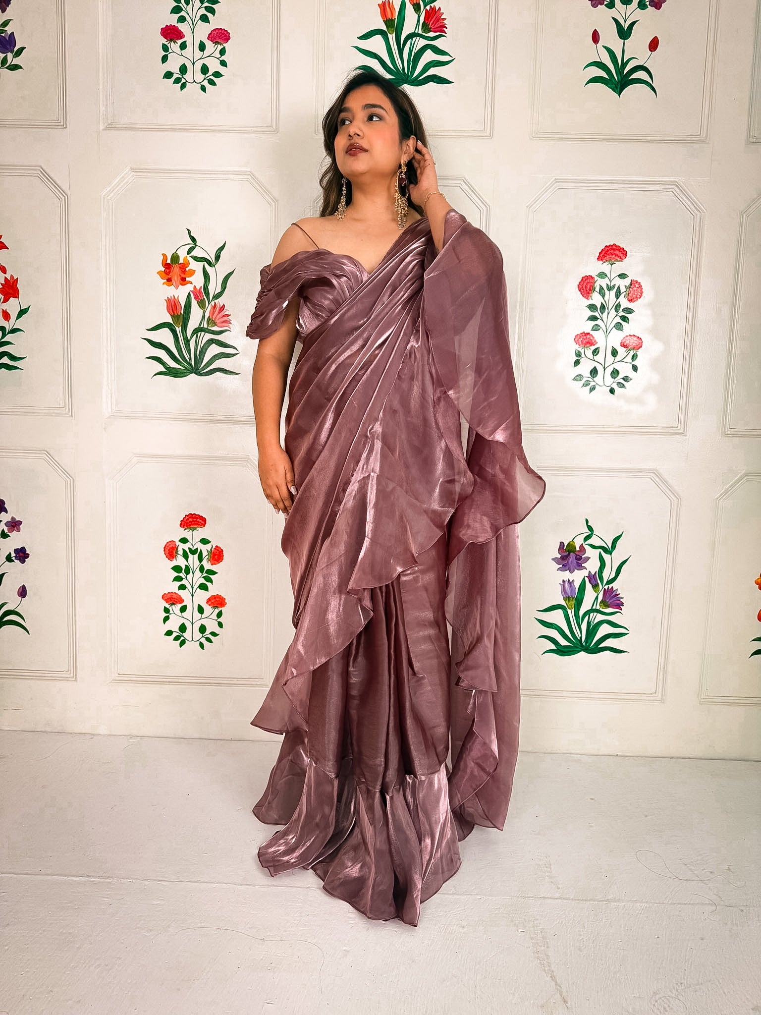Mauve Fooljhadi Sari Set