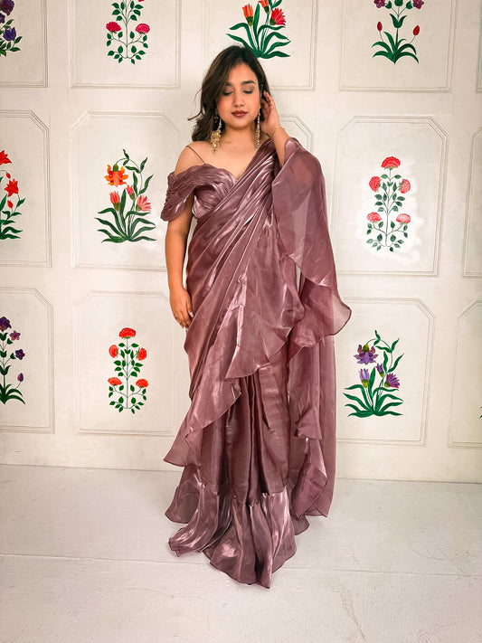 Mauve Fooljhadi Sari Set