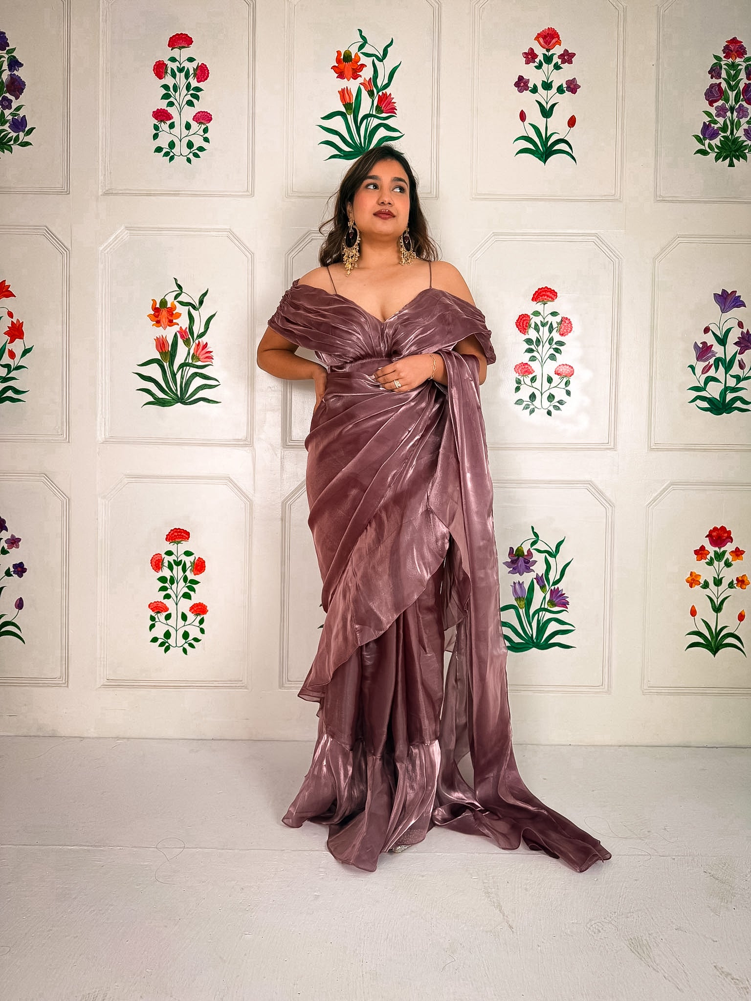 Mauve Fooljhadi Sari Set