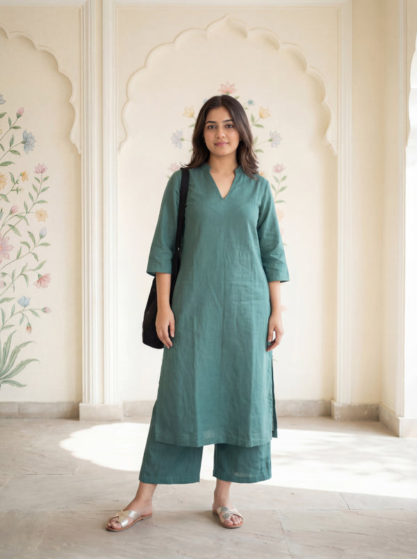 Teal Reva Kurta Set