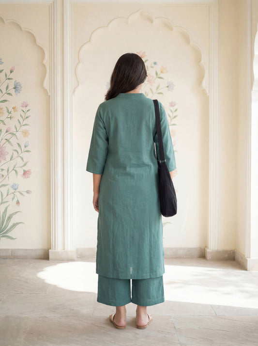 Teal Reva Kurta Set