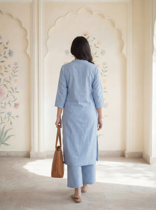 Powder Blue Reva Kurta Set