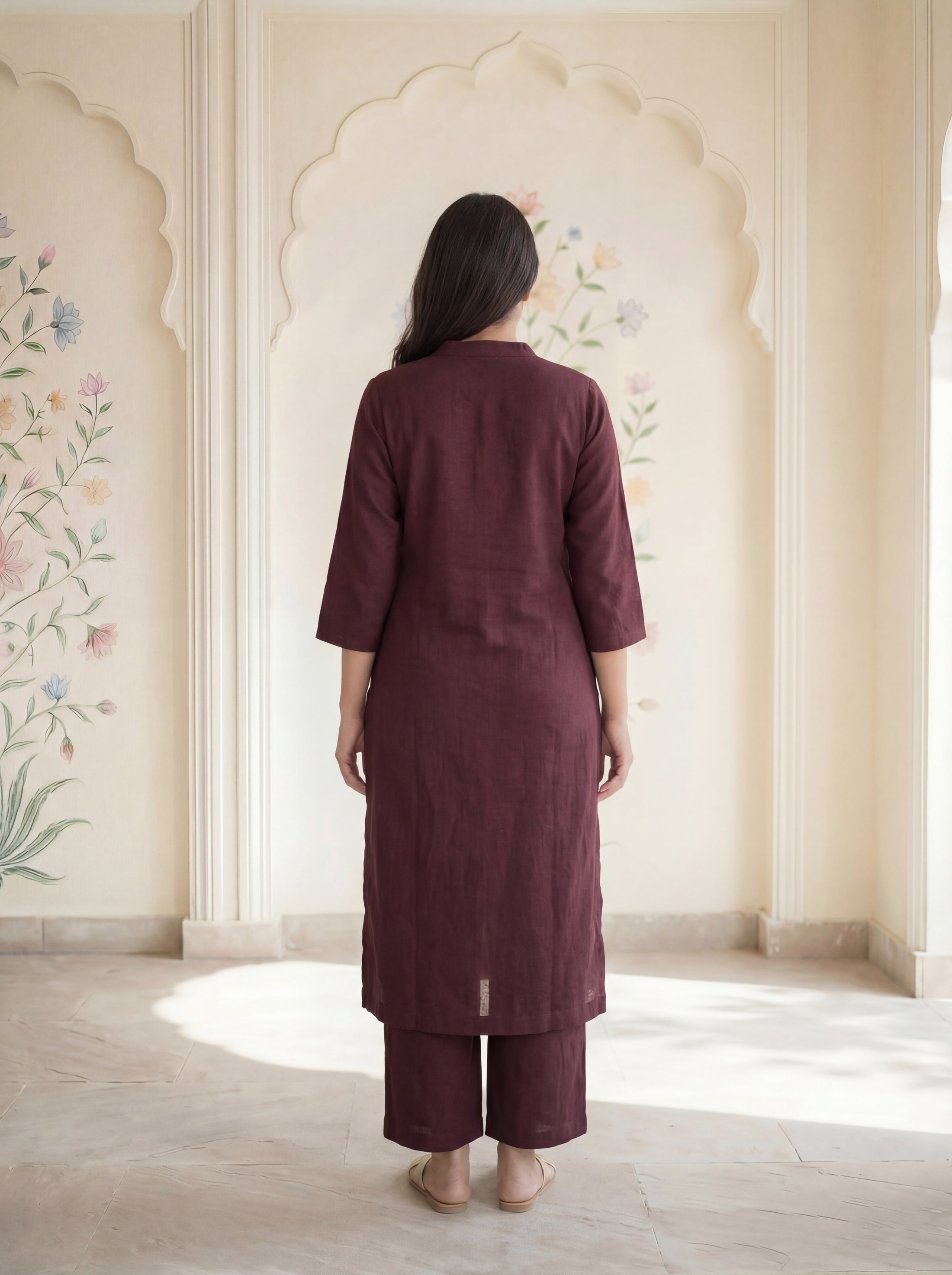 Deep Wine Reva Kurta Set